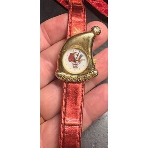 Women's Goild Tone Majesti Santa Hat Shaped Case Watch, Sparkling Santa Center